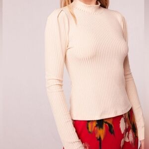 [BAND OF THE FREE]  ANNABELLE RIBBED CREAM PUFF SLEEVE LONG SLEEVE SIZE…